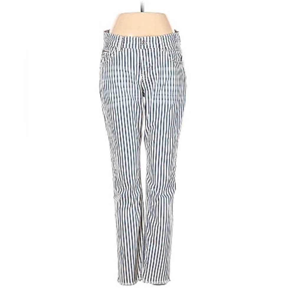 MAC Dream Chic Slim Leg White & Blue Strip Jeans EU Sz 42/28 US size 12